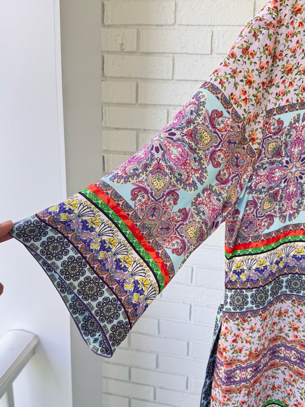 ALICE & OLIVIA- Stunning Flora Boho  Print Long Kimono & Pant Set - Picture 3 of 16